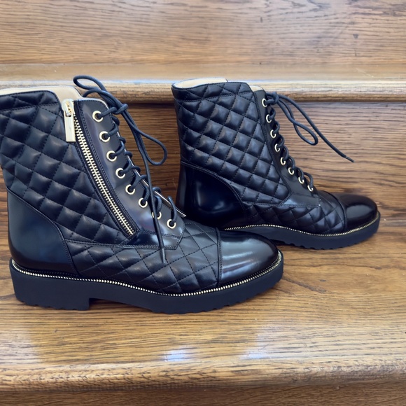 NEW Ron White Tiffany Combat Boot bBlack Weatherproof shine Calf and Nappa - Picture 5 of 10